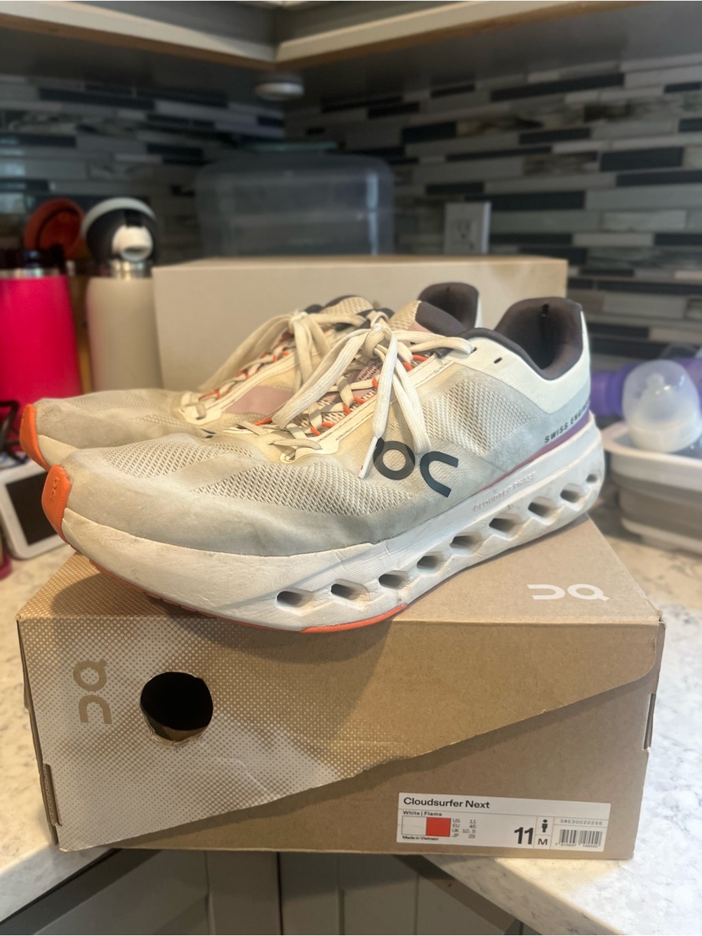 On Running Men’s Cloudsurfer Next Size 11 White/Flame in Color Tons of Life Left - Picture 5 of 17